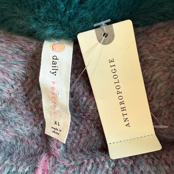 NWT Anthropologie Daily Practice Fuzzy Floral Wide Leg Pants Size XL Blue Pink - Picture 6 of 12